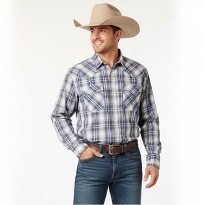 ROPER Western Shirt Pearl Snap Americana Cowboy Core Coastal Cowboy Grey Plaid